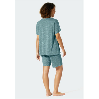 Schiesser Damen Schlafanzug kurz Minimal Comfort Fit blaugrau 46/3XL